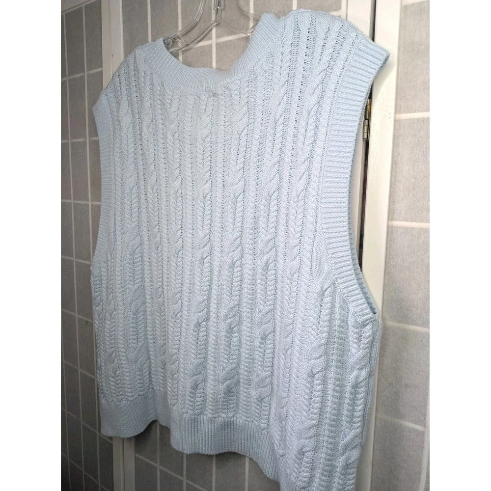 Abercrombie And Fitch Women's Sweater Vest XXL Blue Academia Knit Layer Stretchy